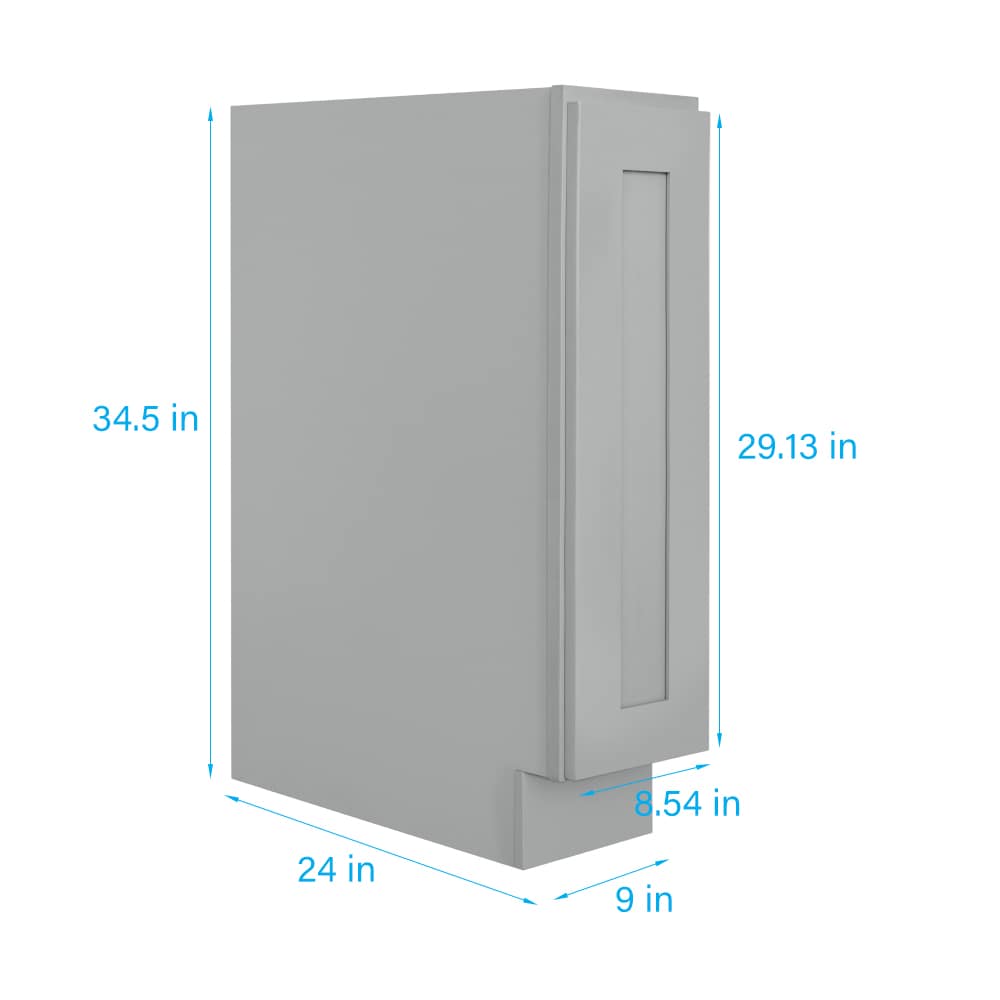 RELIABILT Overlake 9-in W x 34.5-in H x 24-in D Gray Base Ready to assemble Plywood Cabinet (Recessed Panel Shaker)