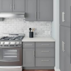 RELIABILT Overlake 9-in W x 34.5-in H x 24-in D Gray Base Ready to assemble Plywood Cabinet (Recessed Panel Shaker)