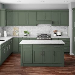 RELIABILT Monroe 9-in W x 34.5-in H x 24-in D Basil Green Base Ready to assemble Plywood Cabinet ( Recessed panel Shaker )