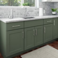 RELIABILT Monroe 9-in W x 34.5-in H x 24-in D Basil Green Base Ready to assemble Plywood Cabinet ( Recessed panel Shaker )