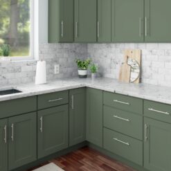 RELIABILT Monroe 9-in W x 34.5-in H x 24-in D Basil Green Base Ready to assemble Plywood Cabinet ( Recessed panel Shaker )
