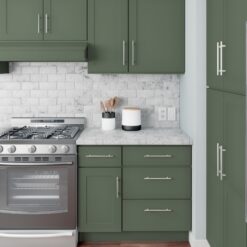 RELIABILT Monroe 9-in W x 34.5-in H x 24-in D Basil Green Base Ready to assemble Plywood Cabinet ( Recessed panel Shaker )