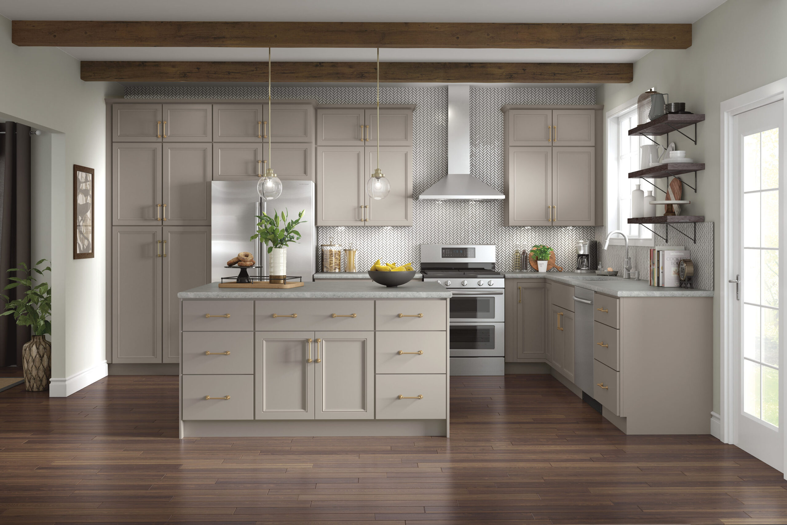 Diamond NOW Wintucket 36-in W x 35-in H x 23.75-in D Cloud Gray Base Fully assembled Cabinet ( Recessed panel Square )