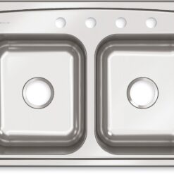 KOHLER Toccata Drop-in 33-Inches x 22-Inches Stainless steel Double equal bowl 4-Hole 18 -Gauge Kitchen Sink