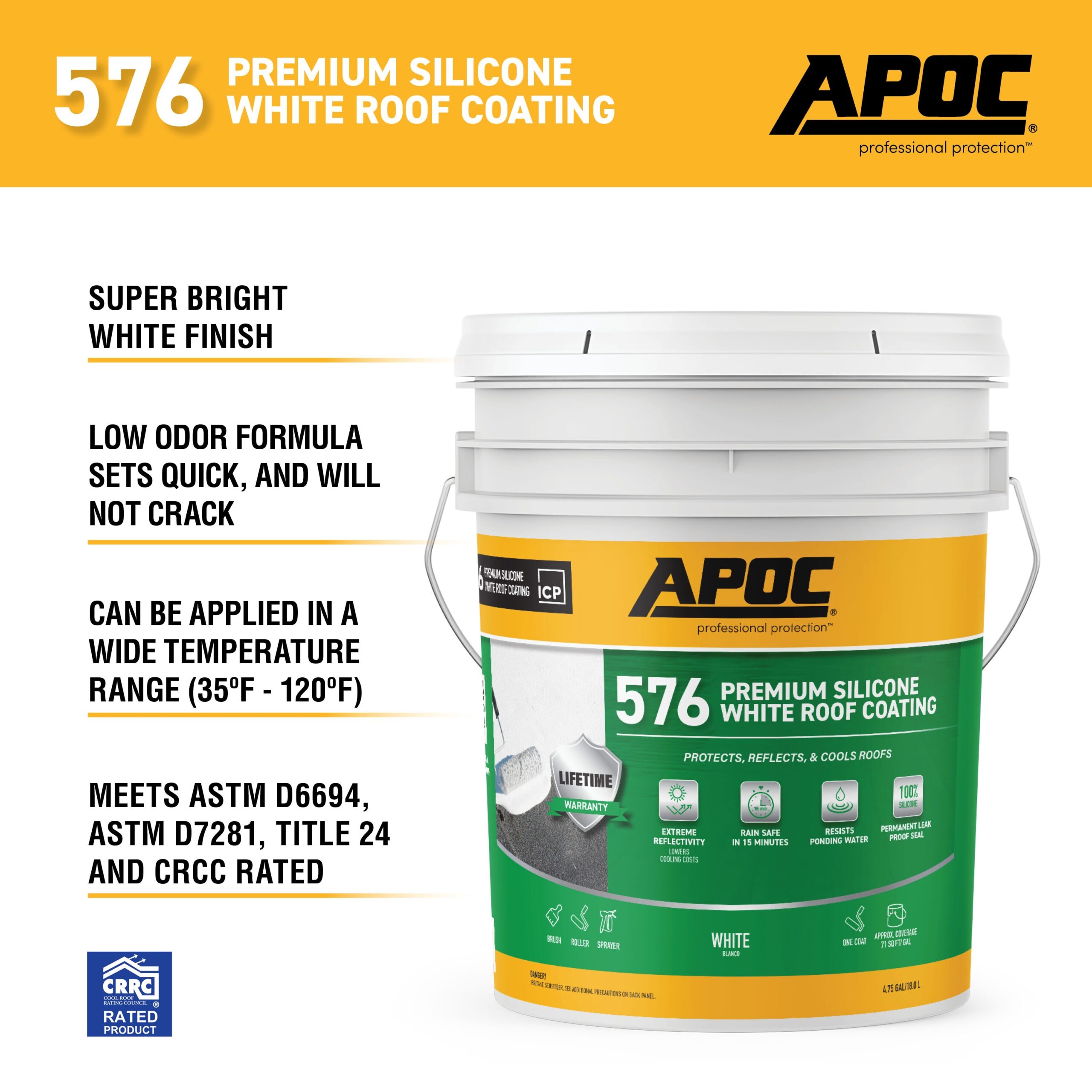 APOC 576 4.75-gallon White Silicone Reflective Roof Coating
