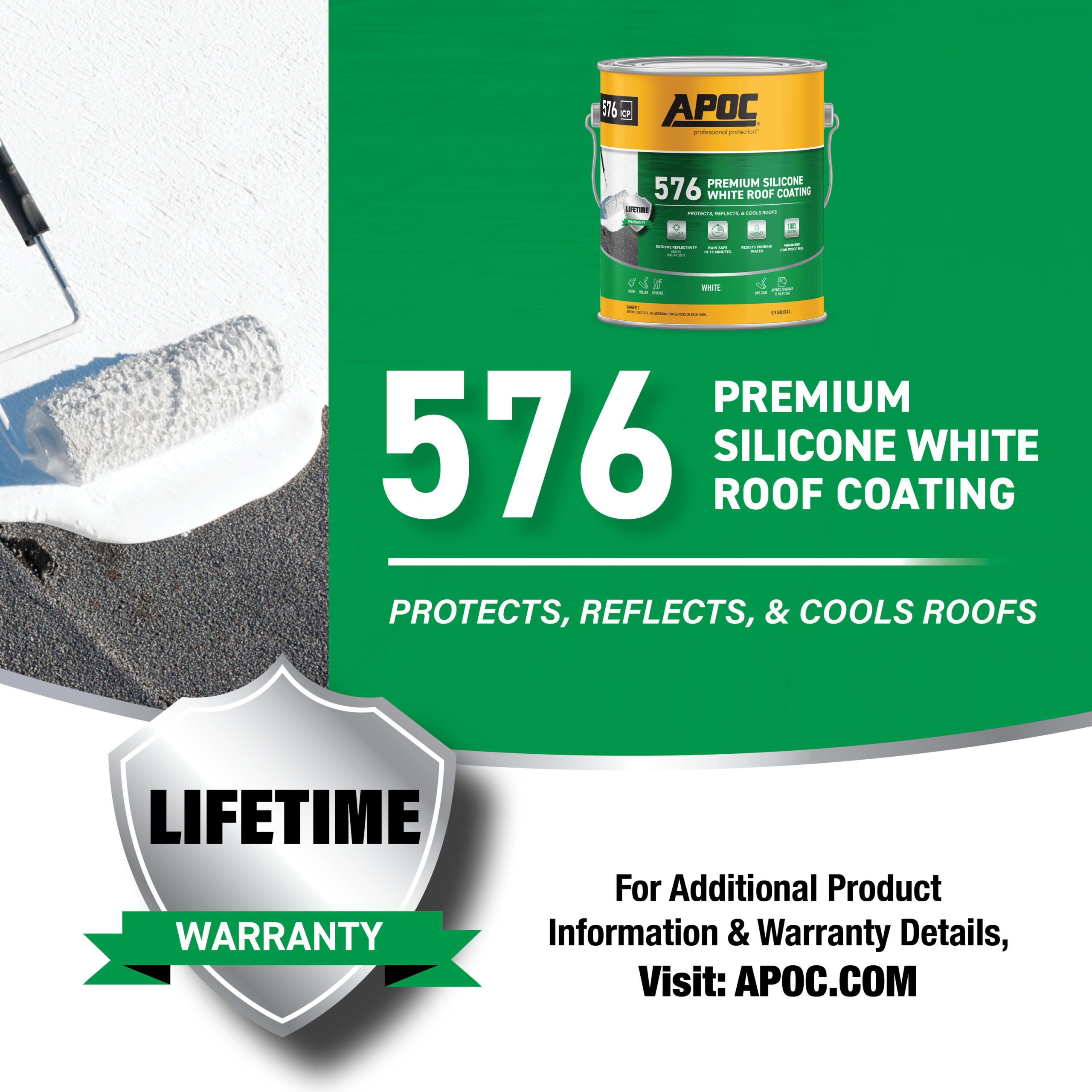 APOC 576 3.6-quart White Silicone Reflective Roof Coating