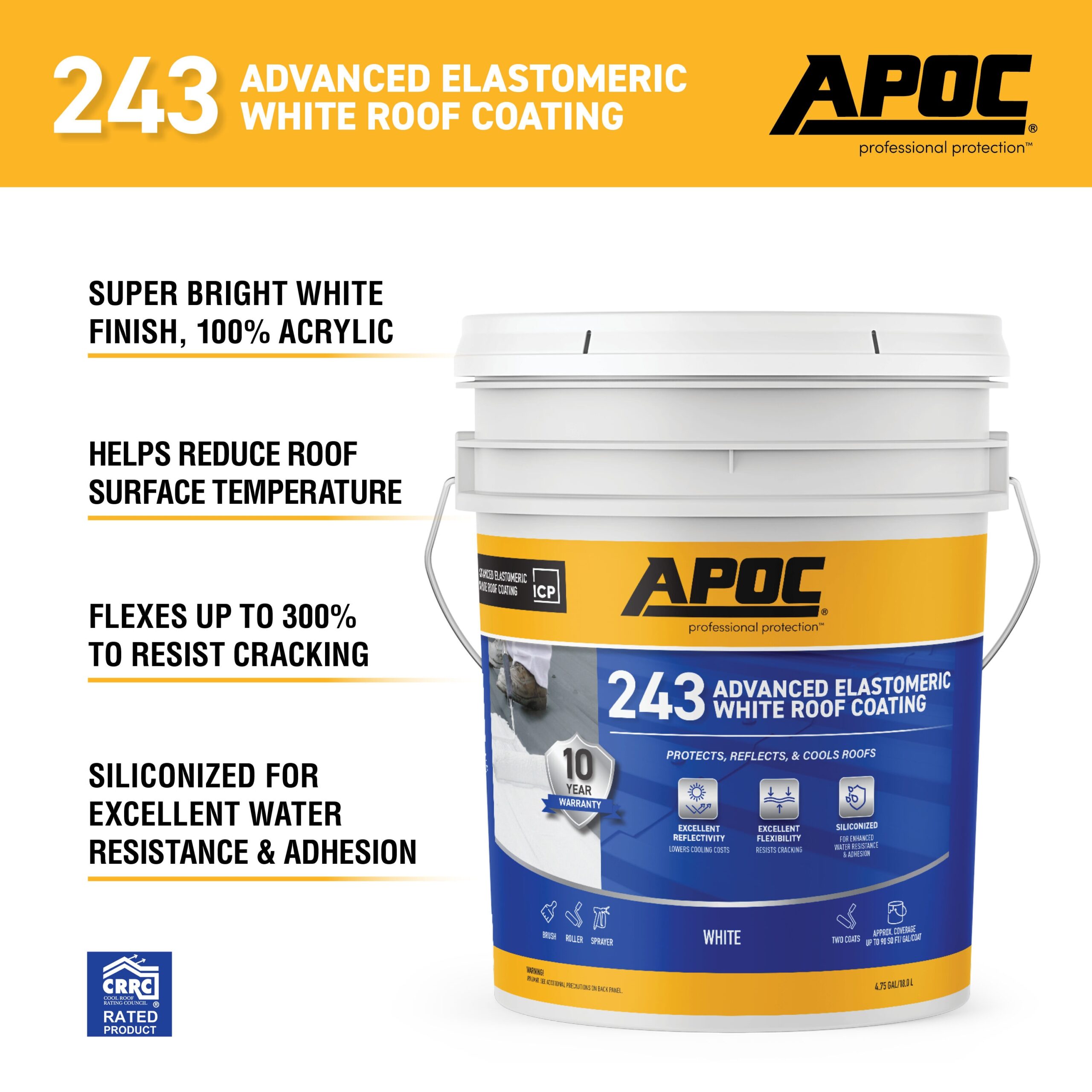 APOC 243 4.75-gallon White Elastomeric Reflective Roof Coating