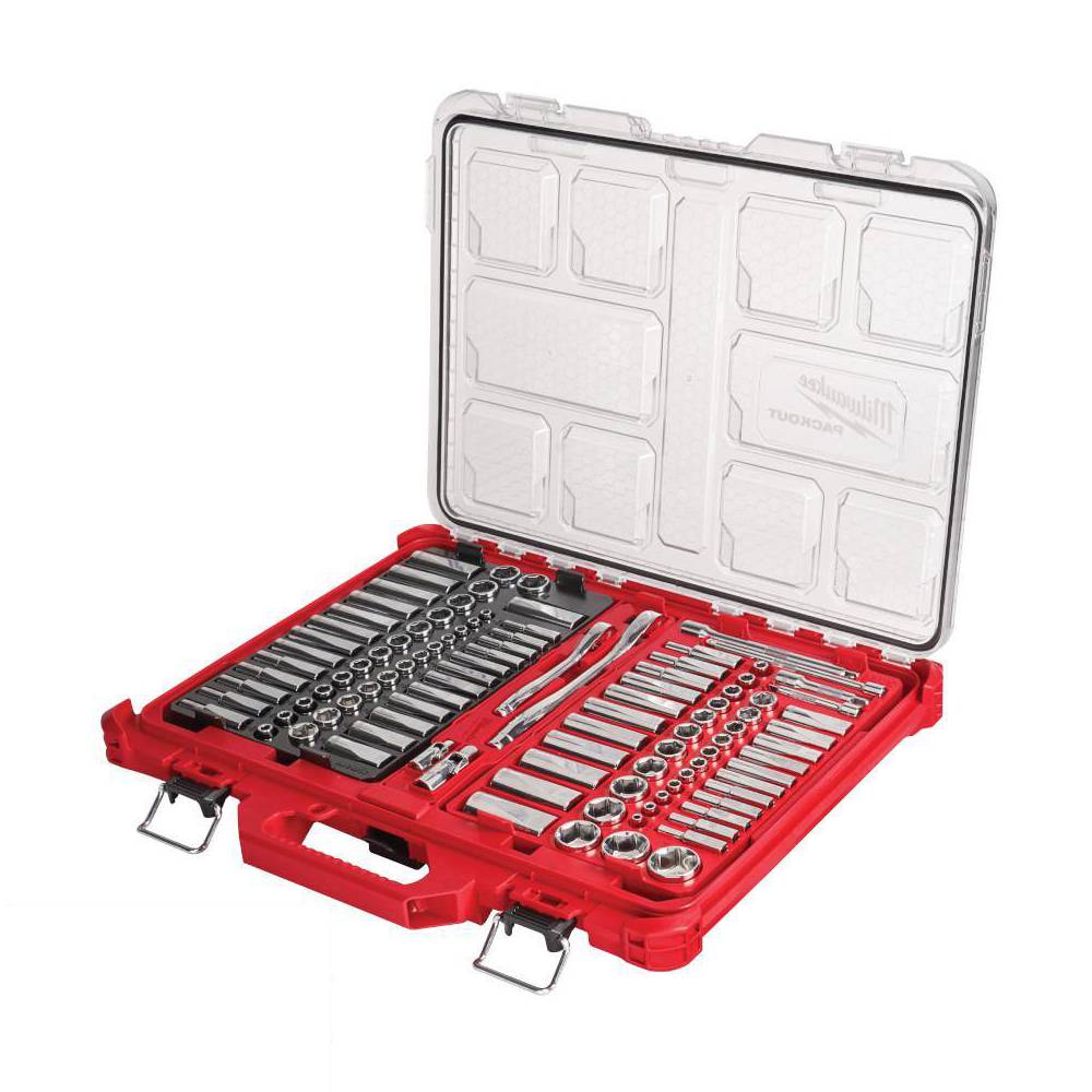 Milwaukee 3/8 in. and 1/4 in. Drive SAE/Metric Ratchet and Socket Mechanics Tool Set with PACKOUT Case (106-Piece) 48-22-9486