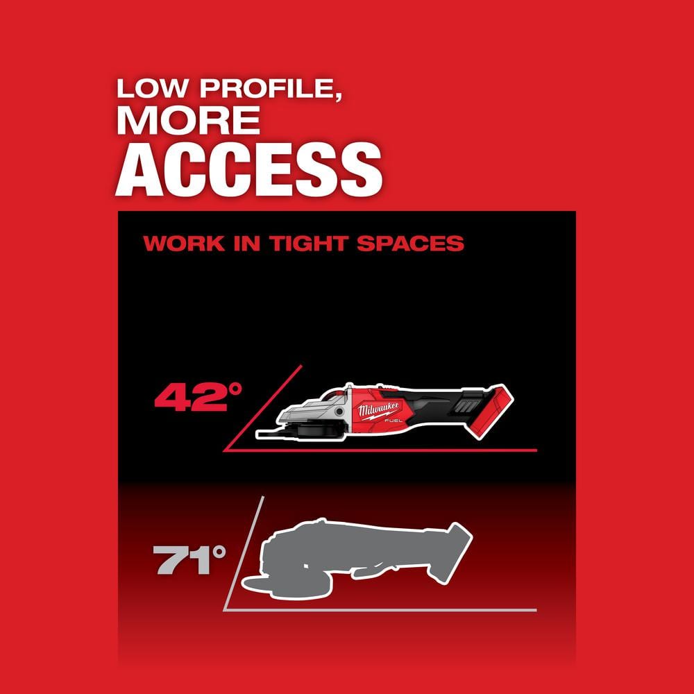 Milwaukee M18 FUEL 18V Lithium-Ion Brushless Cordless 5 in. Flathead Braking Grinder with Slide Switch Lock-On (Tool-Only) 2887-20