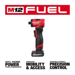 Milwaukee M12 FUEL 12V Lithium-Ion Brushless Cordless 1/4 in. Right Angle Die Grinder Kit w/ 5.0 Ah & 2.5 Ah Batteries 3485-22