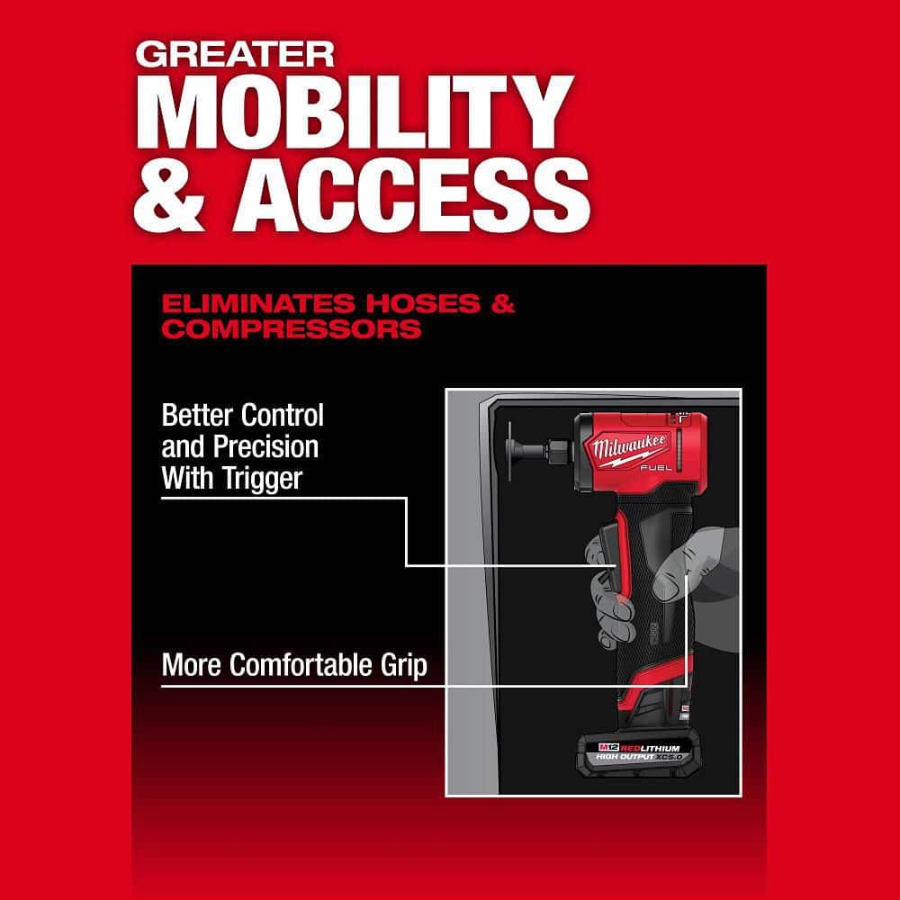 Milwaukee M12 FUEL 12V Lithium-Ion Brushless Cordless 1/4 in. Right Angle Die Grinder Kit w/ 5.0 Ah & 2.5 Ah Batteries 3485-22