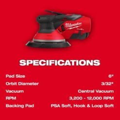 Milwaukee M12 FUEL 12V Lithium-Ion Brushless Cordless 6 in. Random Orbital Sander 3/32 in. (Tool-Only) 2584-20