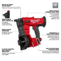 Milwaukee M18 FUEL 18-Volt Lithium-Ion Brushless Cordless Coil Roofing Nailer (Tool Only) 2909-20