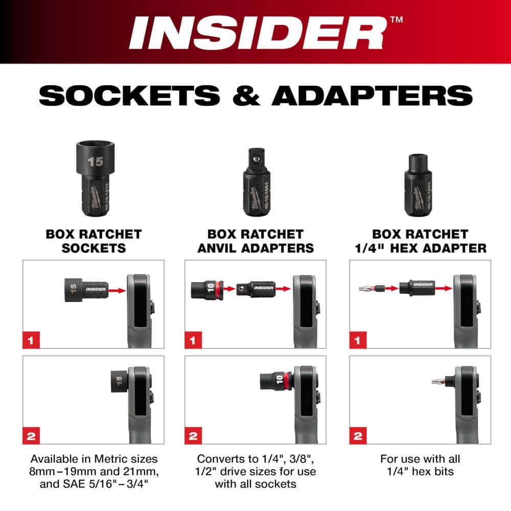 Milwaukee M12 FUEL INSIDER 12V Lithium-Ion Brushless Cordless 1/4 in. - 3/8 in. Extended Reach Box Ratchet (Tool-Only) 3050-20