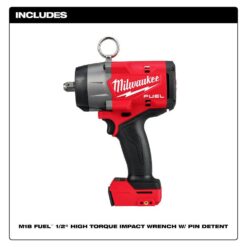 Milwaukee M18 FUEL 18V Lithium-Ion Brushless Cordless High Torque 1/2 in. Impact Wrench w/ Pin Detent (Tool-Only) 2966-20