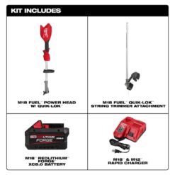 Milwaukee M18 FUEL 18V 16 in. Brushless Cordless Battery Powered String Trimmer w/QUIK-LOK Attachment Capability & 8.0 Ah Battery 3016-21ST