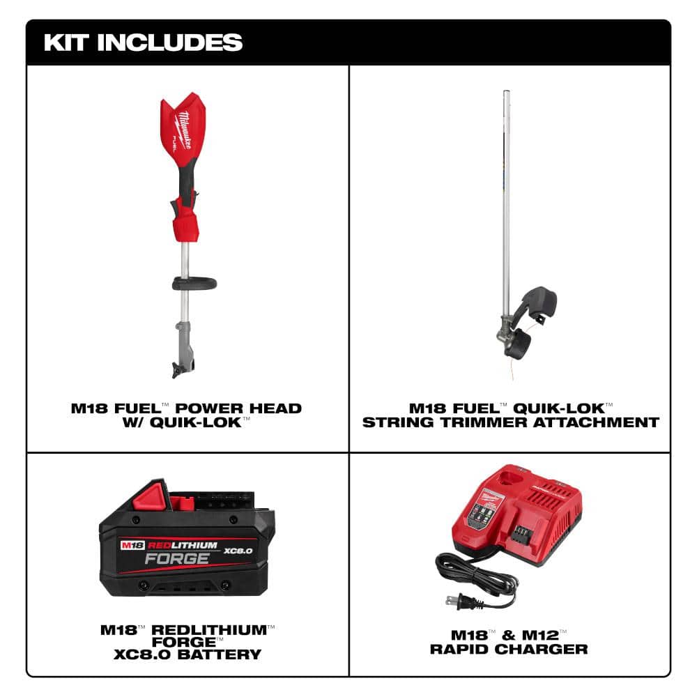 Milwaukee M18 FUEL 18V 16 in. Brushless Cordless Battery Powered String Trimmer w/QUIK-LOK Attachment Capability & 8.0 Ah Battery 3016-21ST