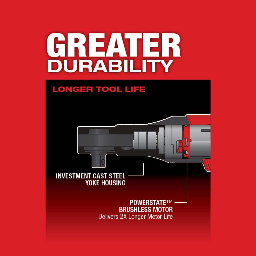 Milwaukee M12 FUEL 12V Lithium-Ion Brushless Cordless 3/8 in. Ratchet Kit with (2) 2.0Ah Batteries, Charger & Tool Bag 2557-22
