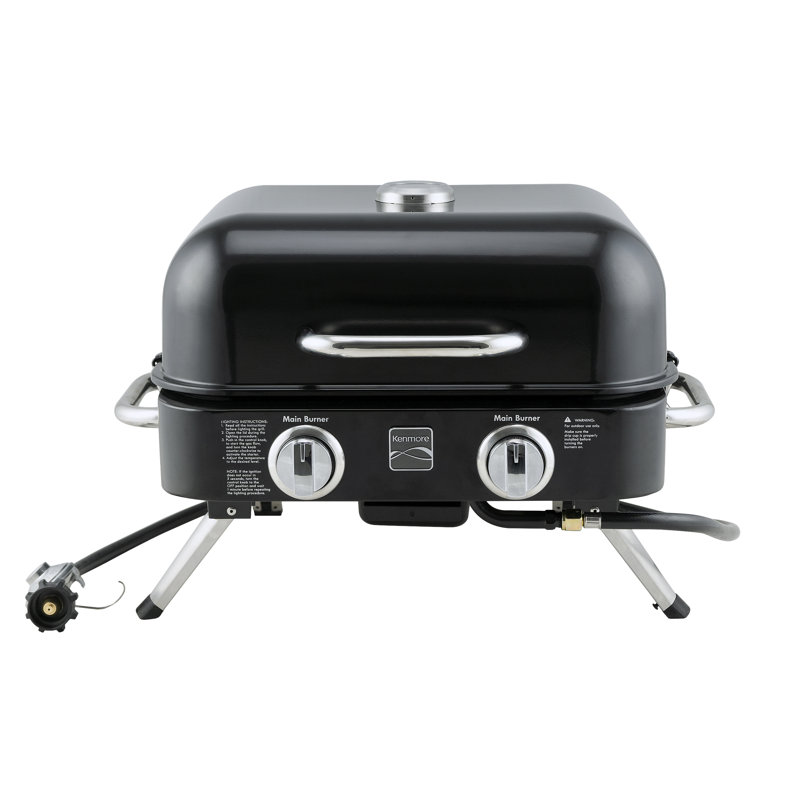Kenmore 2-Burner Portable Tabletop Retro Gas Grill, Black