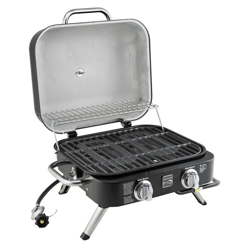 Kenmore 2-Burner Portable Tabletop Retro Gas Grill, Black