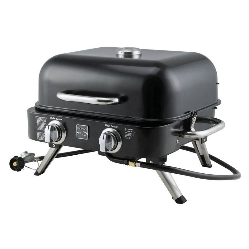 Kenmore 2-Burner Portable Tabletop Retro Gas Grill, Black