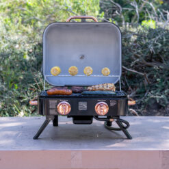 Kenmore 2-Burner Portable Tabletop Retro Gas Grill, Black/Copper