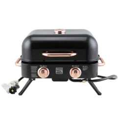 Kenmore 2-Burner Portable Tabletop Retro Gas Grill, Black/Copper