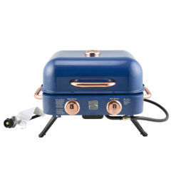 Kenmore 2-Burner Portable Tabletop Retro Gas Grill, Navy/Copper