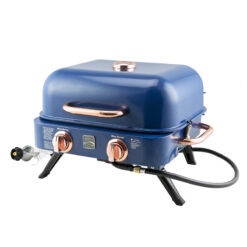 Kenmore 2-Burner Portable Tabletop Retro Gas Grill, Navy/Copper