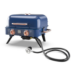 Kenmore 2-Burner Portable Tabletop Retro Gas Grill, Navy/Copper