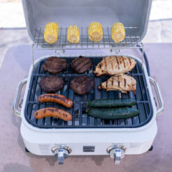 Kenmore 2-Burner Portable Tabletop Retro Gas Grill, Pearl White