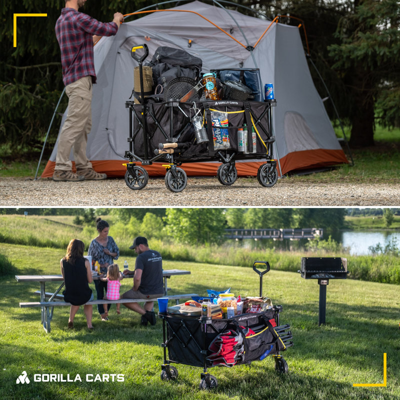 Gorilla Carts Collapsible Outdoor Utility Wagon, Oversize Bed