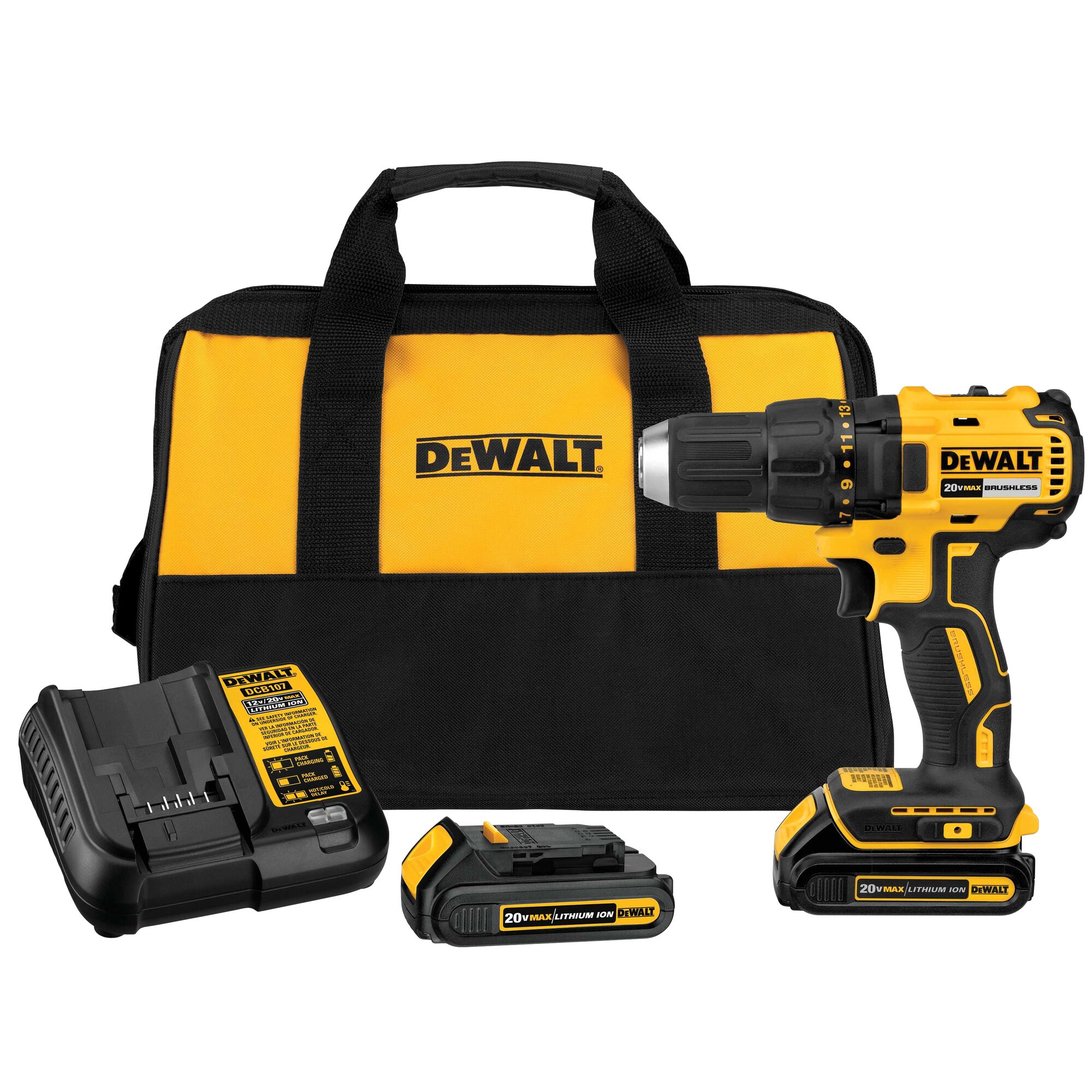 DEWALT 20-volt Max 1/2-in Brushless Cordless Drill 2 -Batteries Included (Soft Bag Included)