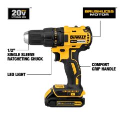 DEWALT 20-volt Max 1/2-in Brushless Cordless Drill 2 -Batteries Included (Soft Bag Included)