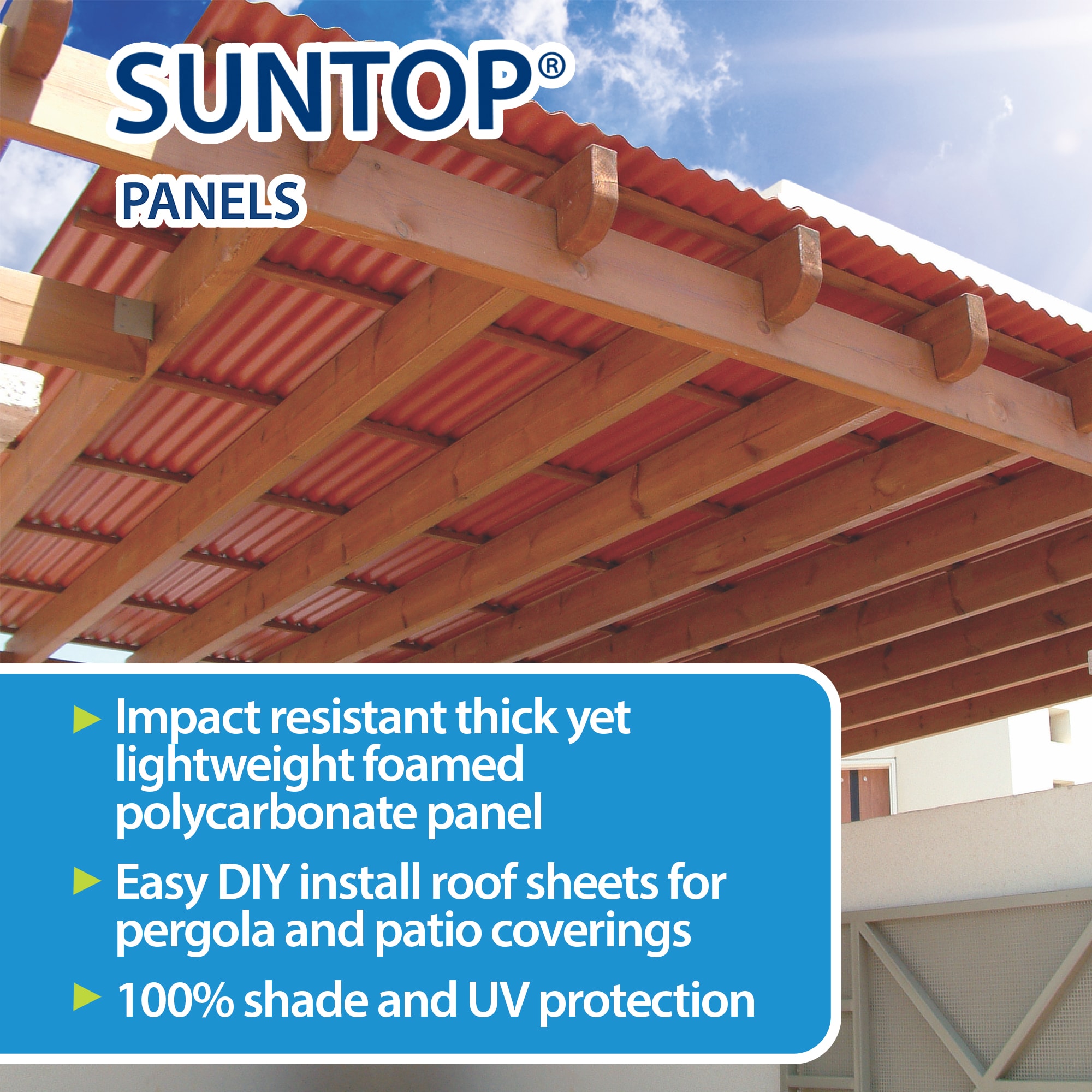 SUNTOP PALRAM 2.2-Feet x 6-Feet Corrugated Castle Gray Polycarbonate plastic Roof Panel 10 -Pack