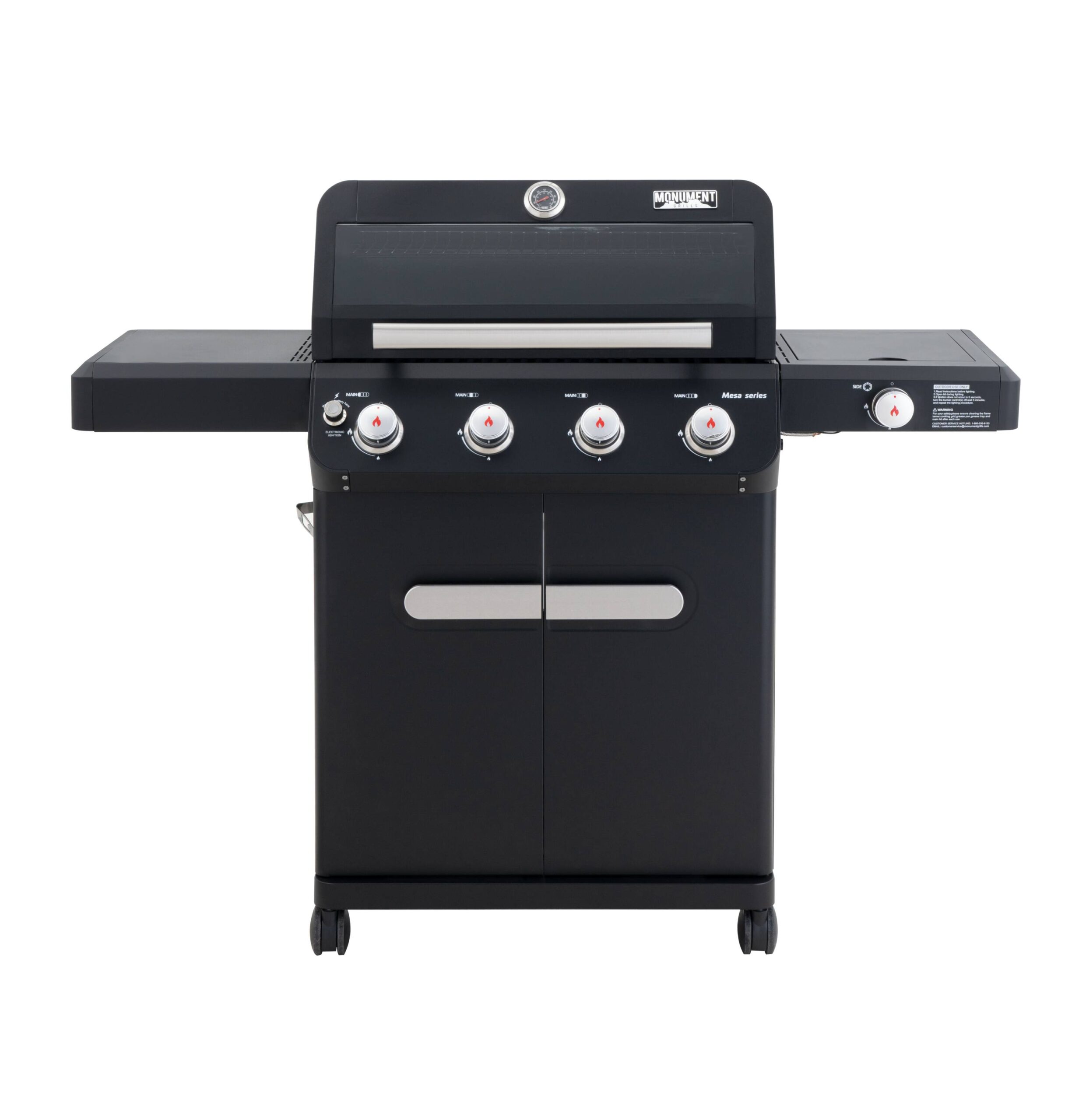 Monument Mesa 425 Black 4 -Burner Liquid Propane Gas Grill 1 -Side Burner