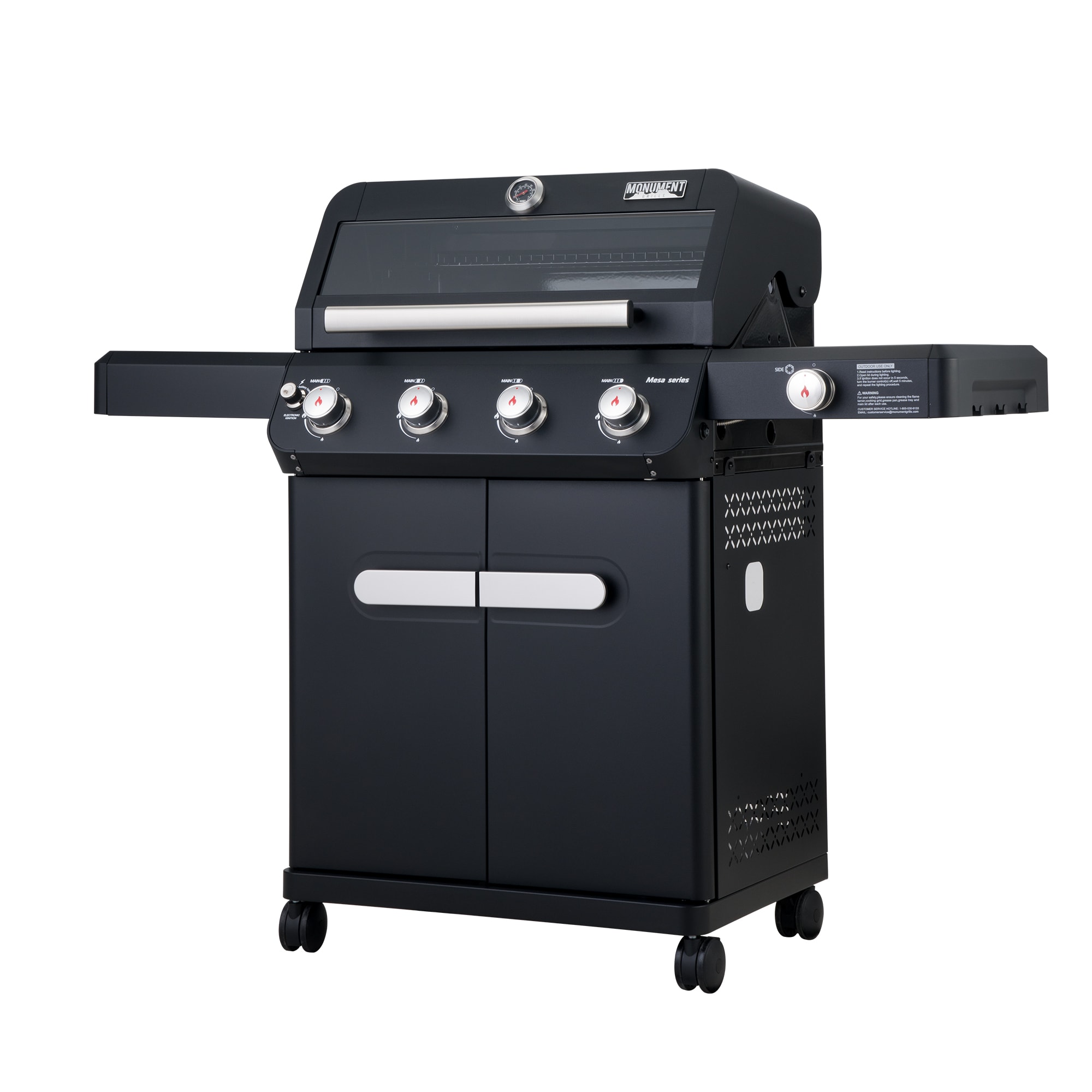 Monument Mesa 425 Black 4 -Burner Liquid Propane Gas Grill 1 -Side Burner