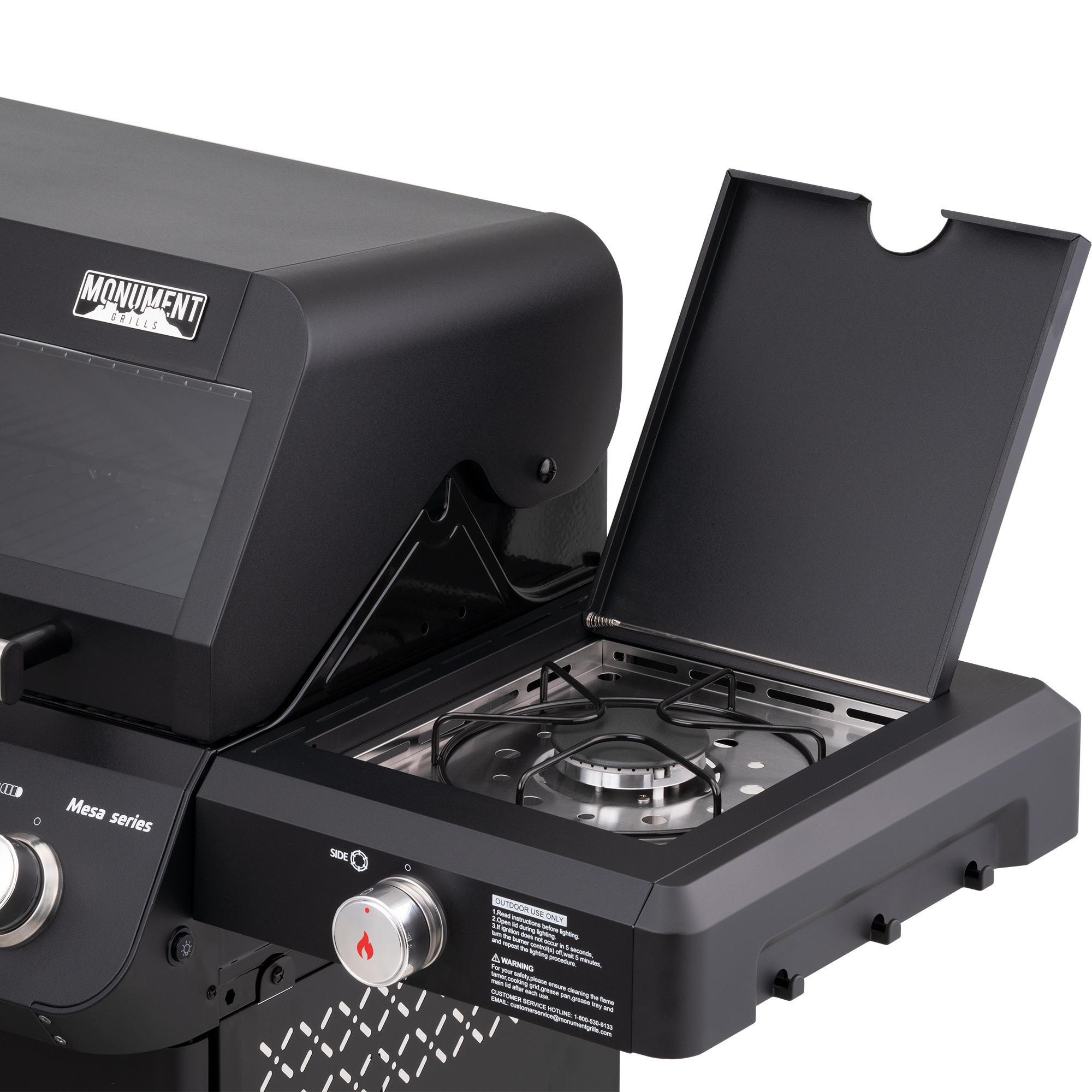 Monument Mesa 425 Black 4 -Burner Liquid Propane Gas Grill 1 -Side Burner
