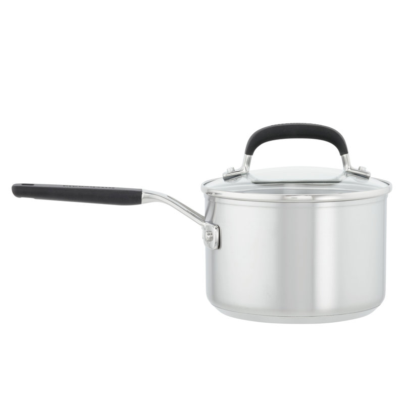 KitchenAid Brushed Stainless Steel Cookware Pots and Pans Set, 10 Piece