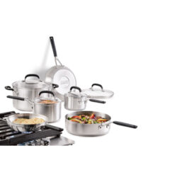 KitchenAid Brushed Stainless Steel Cookware Pots and Pans Set, 10 Piece