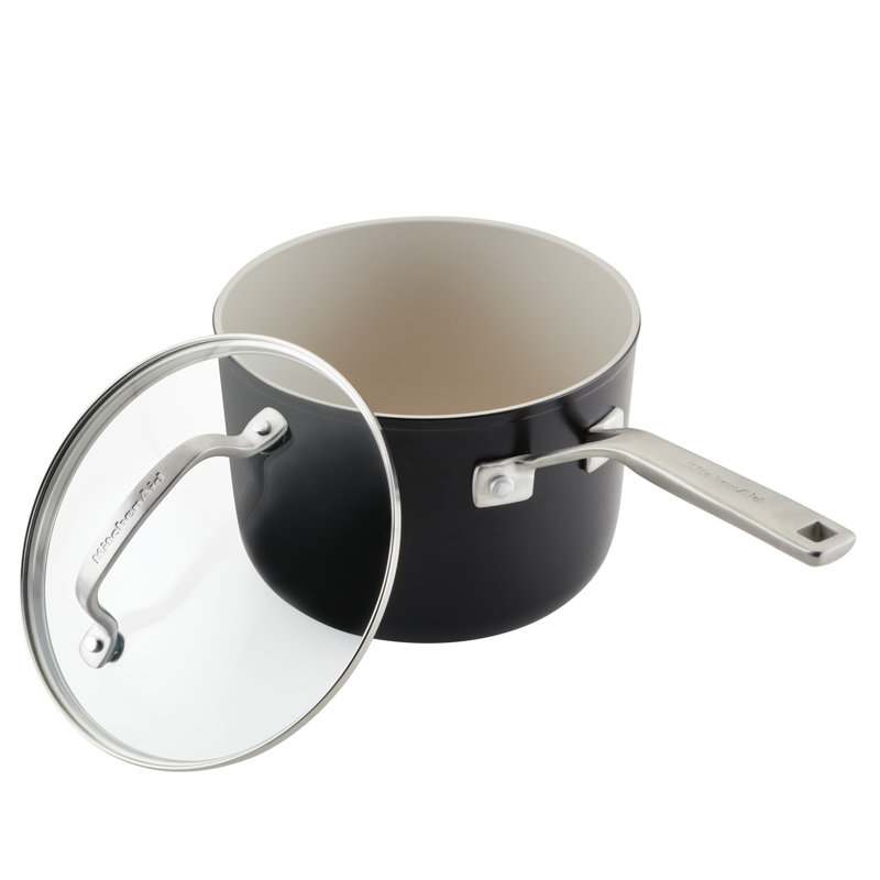 KitchenAid Hard Anodized Ceramic Nonstick Cookware Pots and Pans Set, 10 Piece, Black