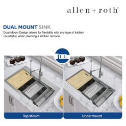 allen + roth Dennison Dual-mount 33-Inches x 22-Inches Stainless steel Single bowl 2-Hole 18 -Gauge Workstation Kitchen Sink All-in-One Kit