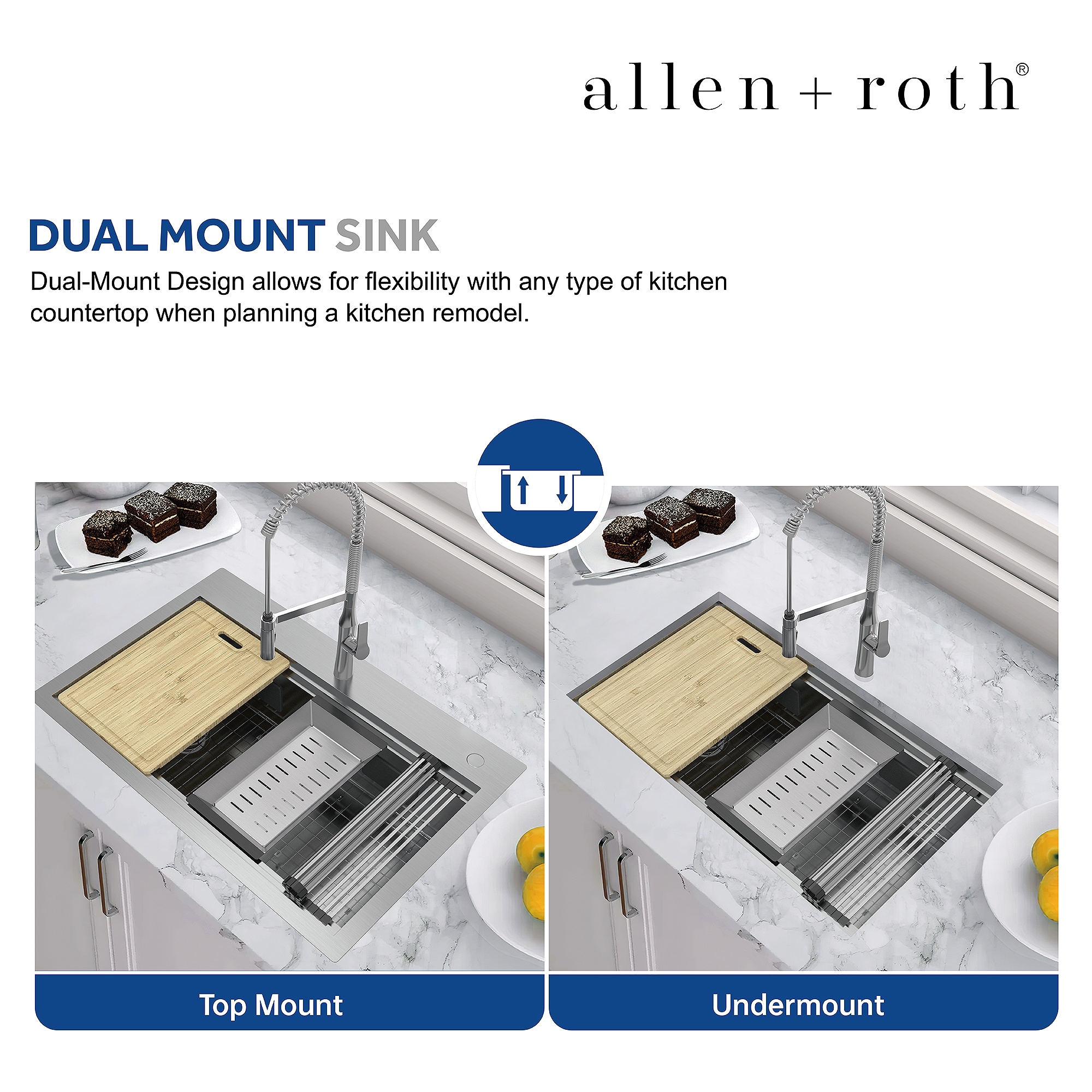 allen + roth Dennison Dual-mount 33-Inches x 22-Inches Stainless steel Single bowl 2-Hole 18 -Gauge Workstation Kitchen Sink All-in-One Kit