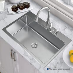 allen + roth Theo Dual-mount 33-Inches x 22-Inches Stainless steel Single bowl 4-Hole 18 -Gauge Kitchen Sink