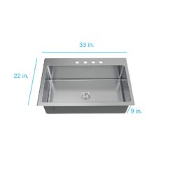 allen + roth Theo Dual-mount 33-Inches x 22-Inches Stainless steel Single bowl 4-Hole 18 -Gauge Kitchen Sink
