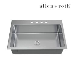 allen + roth Theo Dual-mount 33-Inches x 22-Inches Stainless steel Single bowl 4-Hole 18 -Gauge Kitchen Sink