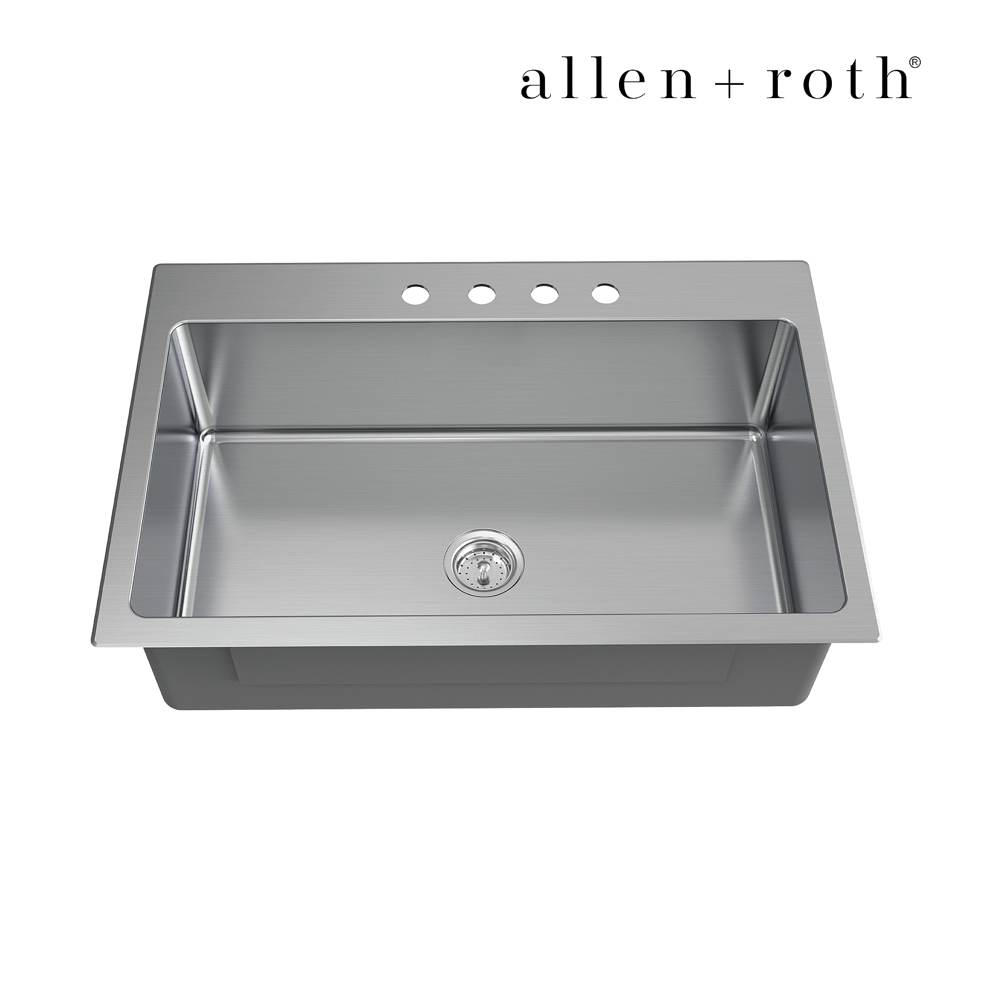 allen + roth Theo Dual-mount 33-Inches x 22-Inches Stainless steel Single bowl 4-Hole 18 -Gauge Kitchen Sink
