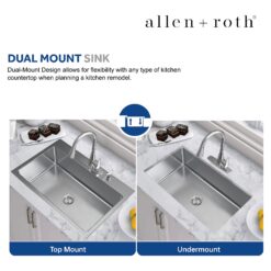 allen + roth Theo Dual-mount 33-Inches x 22-Inches Stainless steel Single bowl 4-Hole 18 -Gauge Kitchen Sink