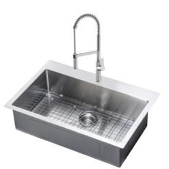 allen + roth Alden Dual-mount 33-in x 22-in Stainless steel Single bowl 1-Hole 18 -Gauge Kitchen Sink All-in-One Kit