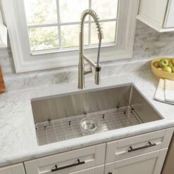 allen + roth Alden Dual-mount 33-in x 22-in Stainless steel Single bowl 1-Hole 18 -Gauge Kitchen Sink All-in-One Kit